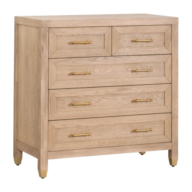 Transitional Stella 5-Drawer High Chest, Light Honey Oak For Sale - Image 3 of 6