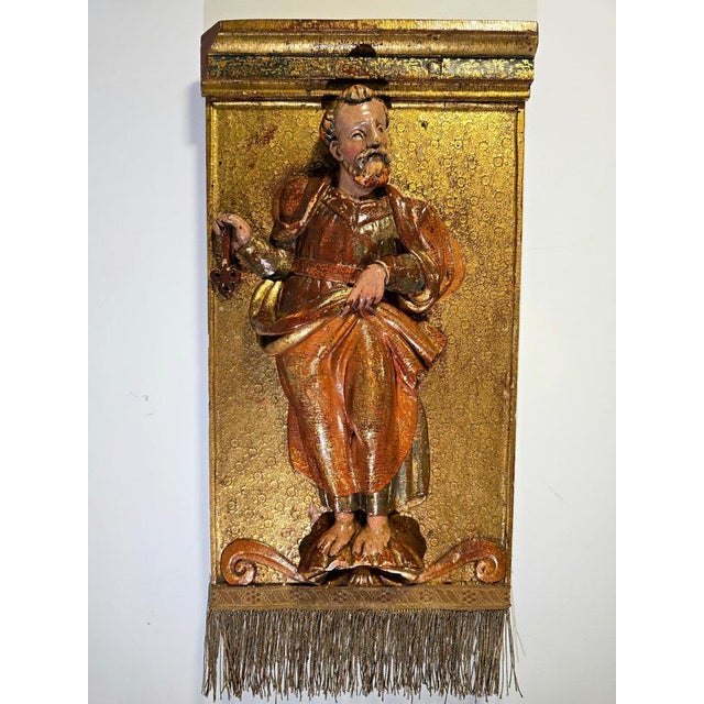 Spanish Artist, Polychrome Carved Reliefs of Saints, 1550, Wood, Set of 2 For Sale - Image 3 of 17