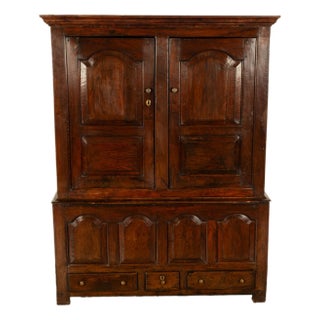 Antique 18th Century Welsh Oak Press Livery Housekeepers Cupboard Cabinet Chest 1750 For Sale