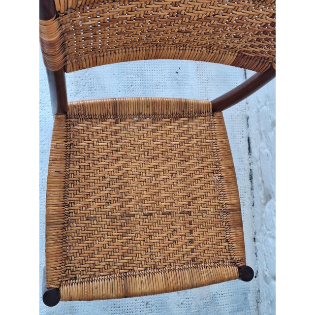 Teak Dining Chairs with Patinated Cane Seats and Backs after Gio Ponti, Italy, 1950s, Set of 4 For Sale - Image 9 of 16