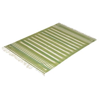 Rosemary Rug, 8x10, Forest Green & White For Sale