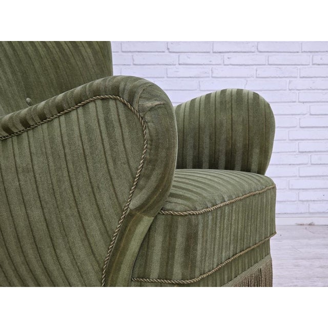 1960s Danish Armchair in Green Furniture Velour, 1960s For Sale - Image 5 of 18