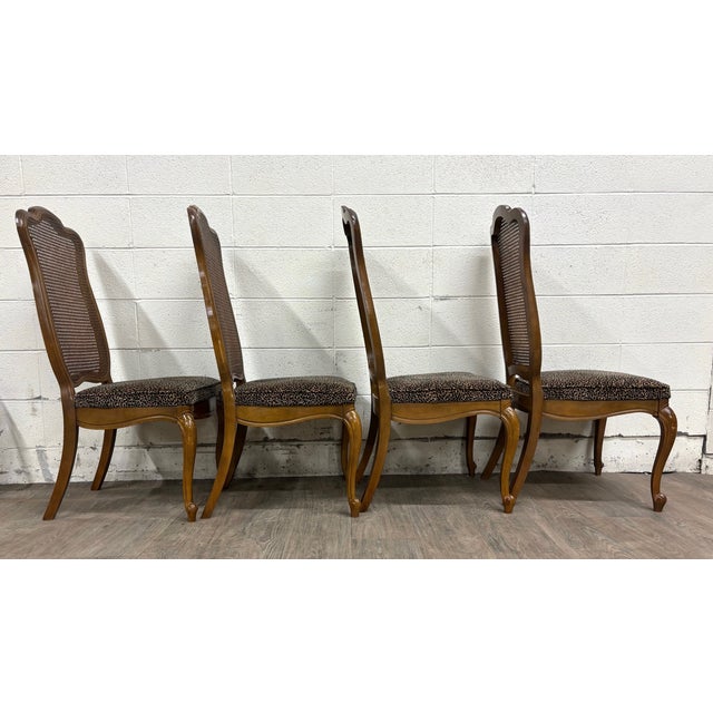 Vintage French Provincial Louis XV Style Caned Back Dining Chairs - Set of 4 For Sale - Image 11 of 13
