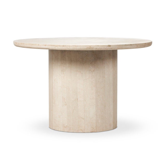 Contemporary Four Hands Oakland Outdoor Dining Table - Outdoor Cream Marble 48" For Sale - Image 3 of 9