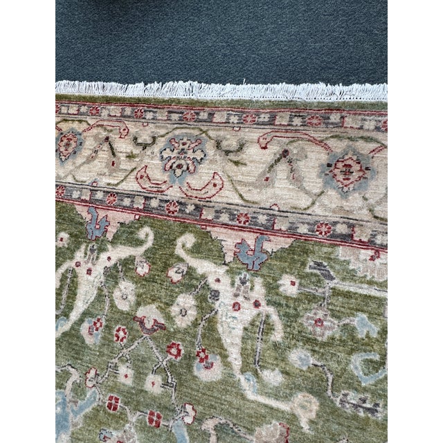 Celadon 6ft 2in × 9ft Hand-Knotted Wool Oriental-Style Area Rug For Sale - Image 8 of 12