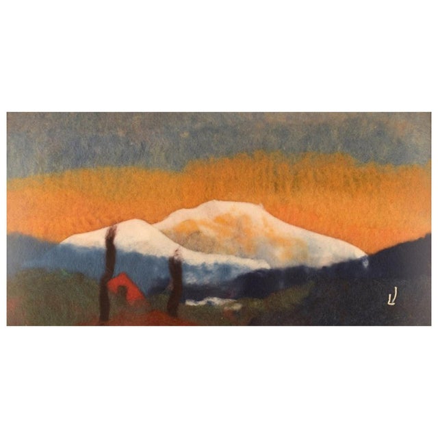 Swedish Wool on Board Modernist Mountain Landscape by Lisa Johansson For Sale - Image 9 of 9