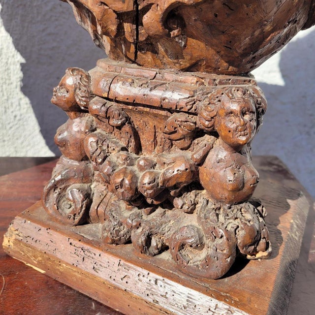 Carved Reliquary Busts, 17th Century, Walnut, Set of 2 For Sale - Image 15 of 17
