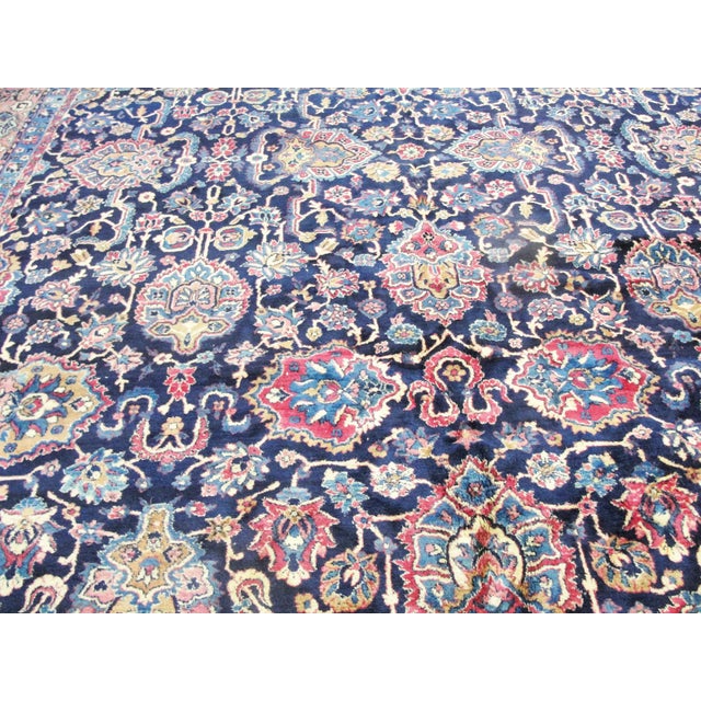 Textile Antique Persian Laver Kerman Carpet, 9'8" × 20'6" For Sale - Image 7 of 13