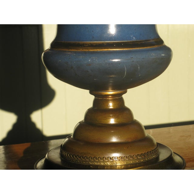 Late 19th Century Table Lamp French Maiden River Bristol Glass Vase Hand Painted Enameled Brass For Sale - Image 9 of 15