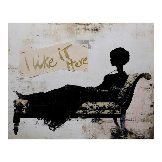 I Like It Here- Moody Inspirational Mixed Media- Woman Lounging For Sale