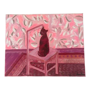 Contemporary Expressionist Painting of a Cat on the Chair by Sephora Louis