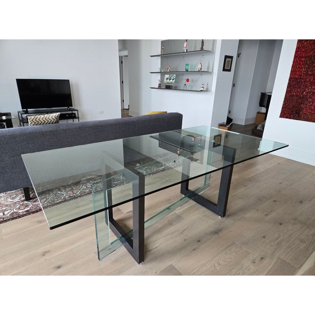 Metal David Lange Glass Dining Room Table For Sale - Image 7 of 8