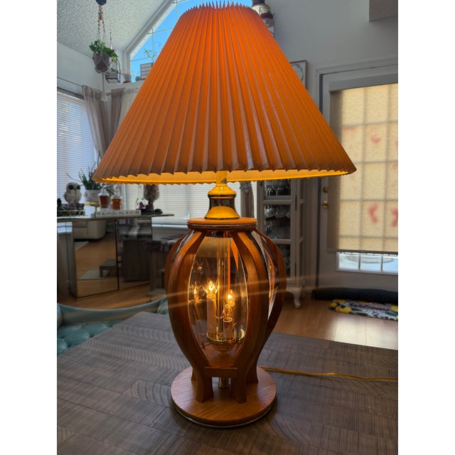 1970s Vintage Oak Lamps by Anthony California - Pair For Sale - Image 5 of 11