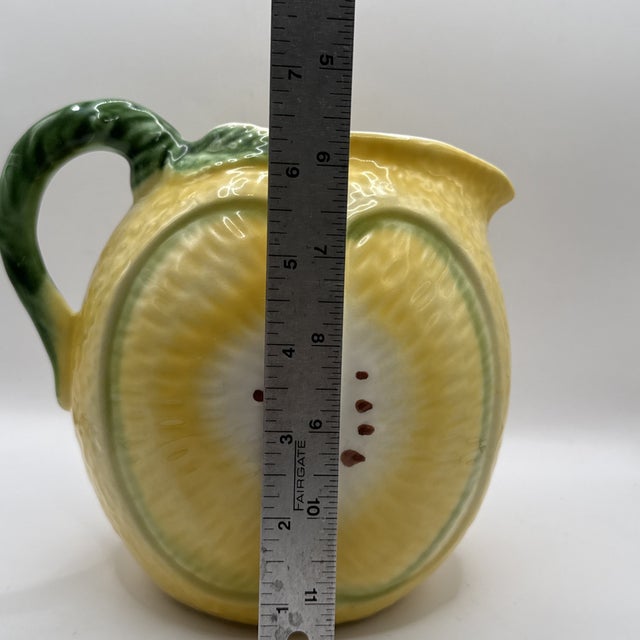 Ceramic Vintage Mid-Century Modern Ceramic Lemon Shaped Pitcher Majolica Style Made in Italy For Sale - Image 7 of 7