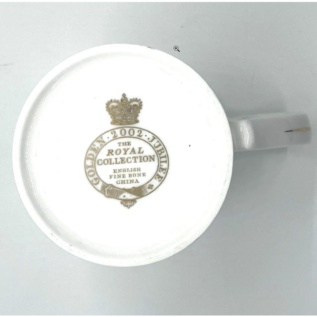 English 2002 Royal Jubilee Coffee/Tea Cup, English Fine Bone China, "God Save the Queen" For Sale - Image 3 of 6