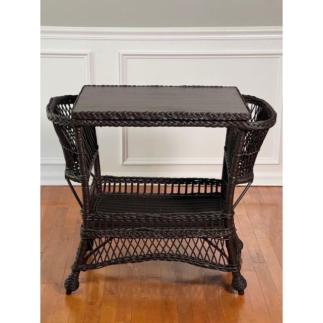Bar Harbor Wicker Library or Side Table With Magazine Pockets in Brown, C. 1915 For Sale In Philadelphia - Image 6 of 18