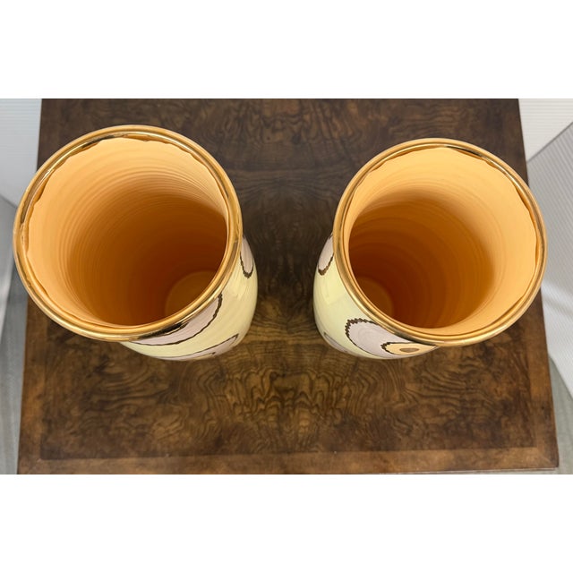 Yellow Sylvia Corrette Ceramic Bullseye Vases, Pair For Sale - Image 8 of 12