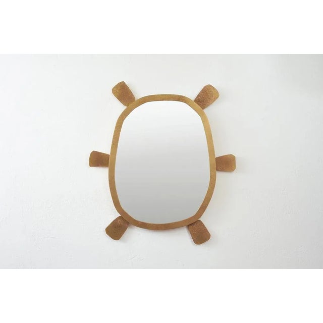 Gold Brass Mirror by Lukasz Friedrich For Sale - Image 8 of 9