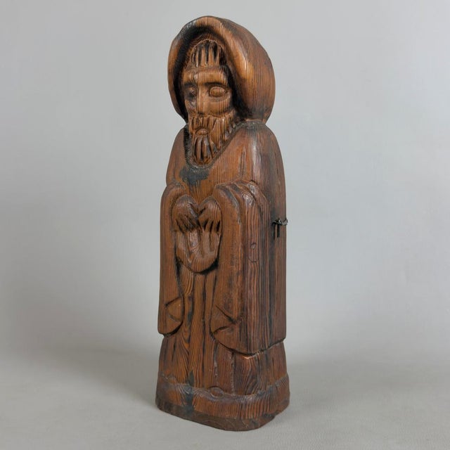 Monk or Friar Bottle Holder Sculpture in Carved Wood, 1960s For Sale - Image 6 of 11