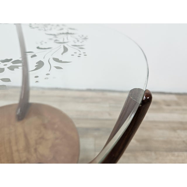 Wood Art Deco Coffee Table with Worked Glass Top, 1950s For Sale - Image 7 of 13