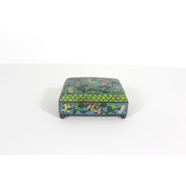Chinese Antique Chinese Floral Cloisonné Box For Sale - Image 3 of 12
