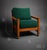 Vintage Solid Wood Lounge Chairs – Set of Four With Emerald Green Velvet Cushions & Original Casters For Sale - Image 4 of 4
