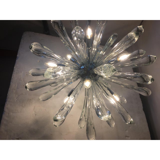 Transparent Murano Glass Ice Clear Sputnik Italian Chandelier For Sale - Image 8 of 12