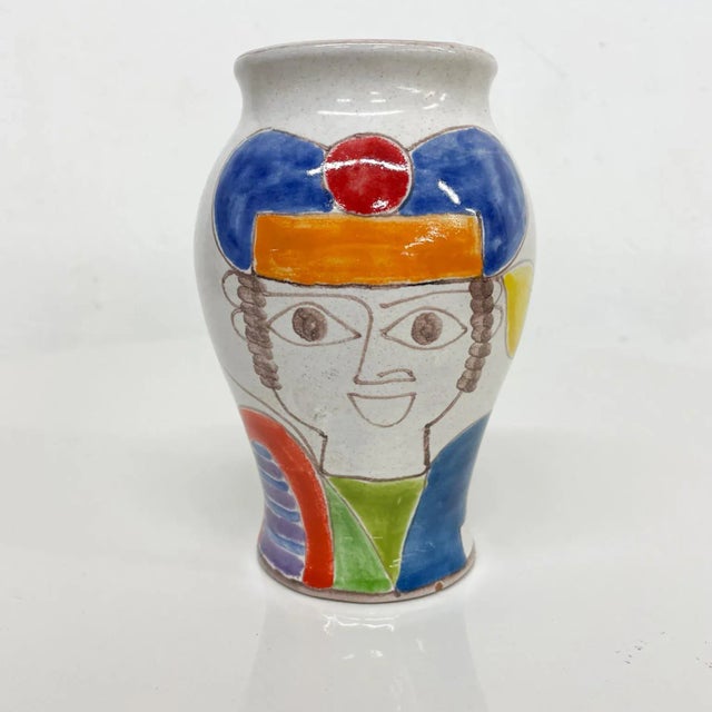 1960s Giovanni DeSimone Italian Colorful Hand-Painted Ceramic Pottery Vase Italy For Sale - Image 10 of 10