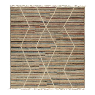Rug & Kilim’s Modern Rug with Beige-brown Geometric Patterns - 13x19 For Sale