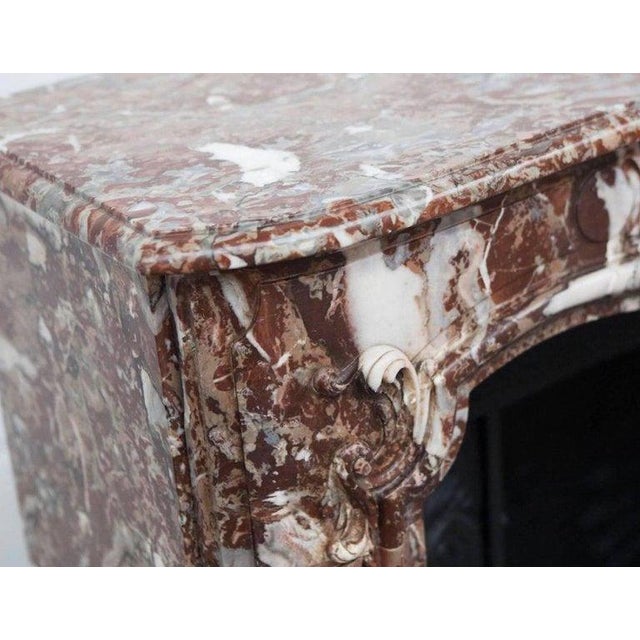 Metal 18th Century Parisian Louis XV Marble Fireplace For Sale - Image 7 of 8