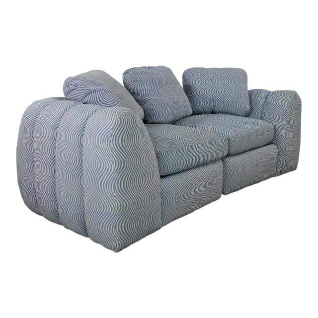 Modern to Postmodern Channeled Sectional Loveseat or Lounge Chairs Style of Jay Spectre For Sale