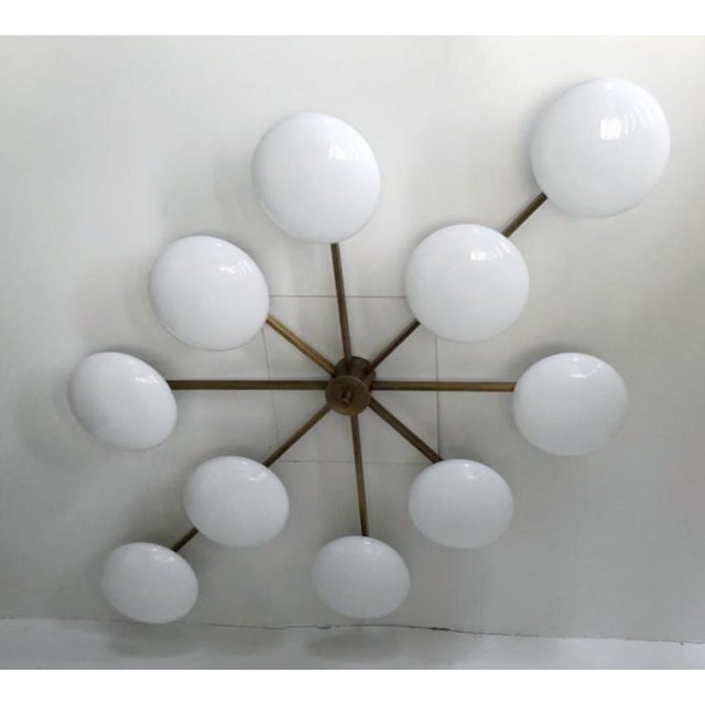 Italian 21st Century Dieci Bronze Glossy White Murano Flush Mount by Fabio LTD For Sale - Image 3 of 9