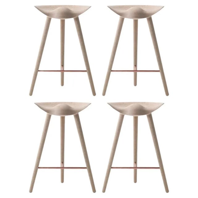 Oak / Copper Counter Stools by Lassen, Set of 4 For Sale - Image 6 of 6