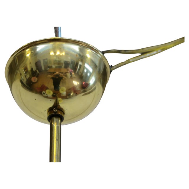 Brass Austrian Mid Century Brass Opaline Glass Chandelier For Sale - Image 8 of 11