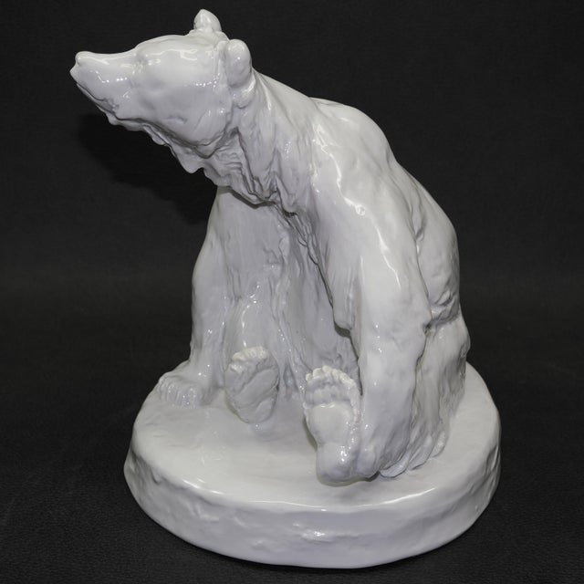 Portraiture Meissen White Glazed Seated Bear A1066 Porcelain Figurine by August Gaul For Sale - Image 3 of 12