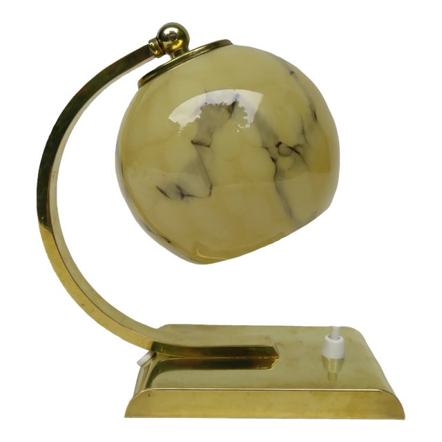 Art Deco Brass Bedside Table Lamps, Set of 2 For Sale