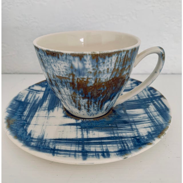 1950s 1950s Edwin Knowles Blue Dell Kilncraft by Kalla Dinnerware -Set of 18 For Sale - Image 5 of 7