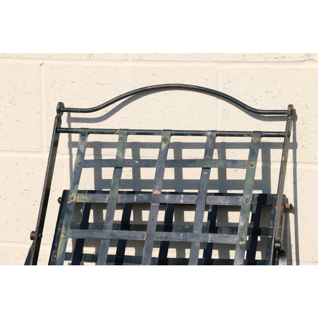 Vintage Pair of 1970s Hervé Baume French Wrought Iron Folding Patio Chairs With Rustic Patina | Outdoor Garden Armchairs For Sale - Image 17 of 18
