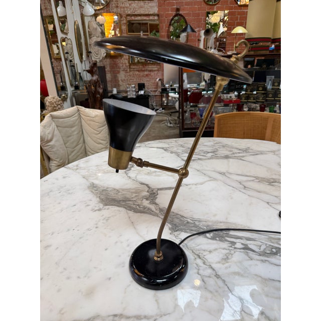 Metal Stilnovo Adjustable Desk Lamp in Black & Brass For Sale - Image 7 of 8