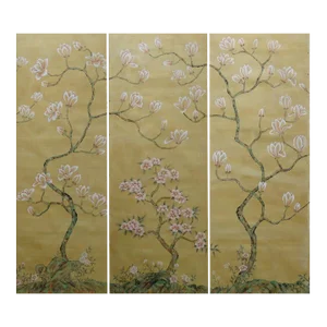 Magnolia Chinoiserie Scenic Wallpaper Mural - Set of 3