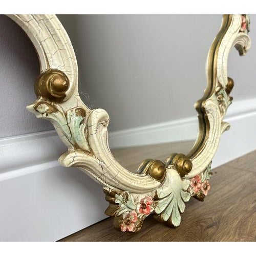 Gold Vintage French Shabby Chic Ornate Wall Mirror For Sale - Image 8 of 12