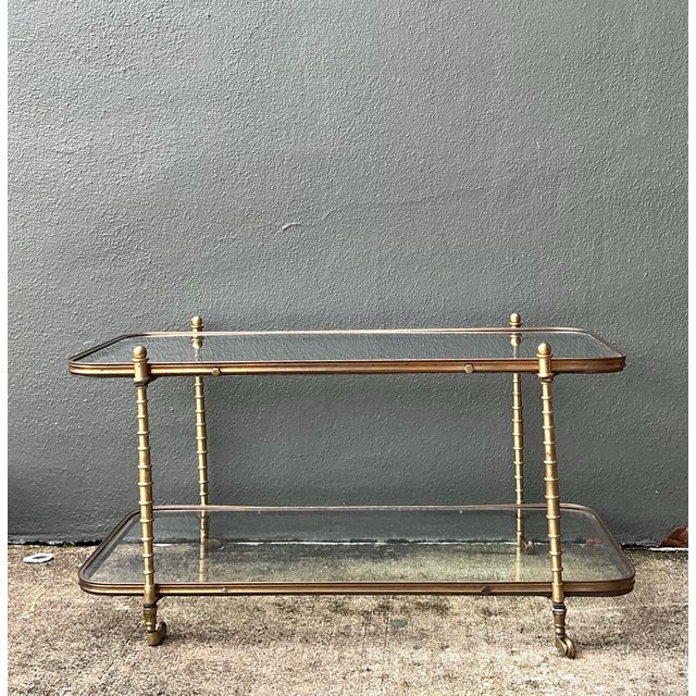 Vintage Brass Faux Bamboo Coffee Table For Sale - Image 9 of 12