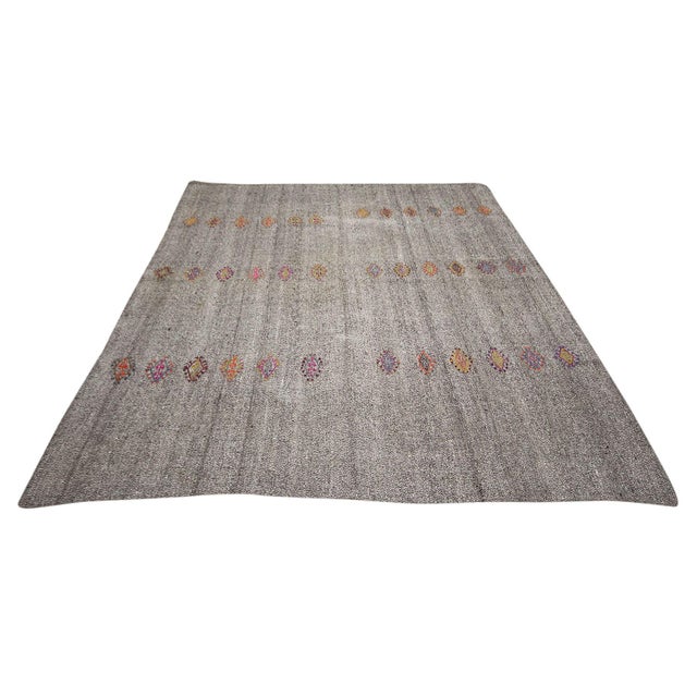 Handwoven vintage modern kilim rug from Adana region of Turkey. Approximately 55-65 years old. In very good condition.