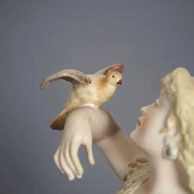 Ceramic Pair of Antique Continental Porcelain Bisque Statues Courting Couple, Circa 1900 For Sale - Image 7 of 12