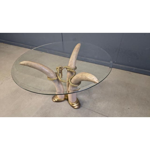 Metal Vintage Faux Tusk Center or Side Table in the style of Valenti, 1970s For Sale - Image 7 of 11