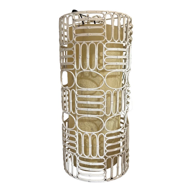 1960s MCM Mid-Century Modern Rattan BambooHanging Pendant Swag Lamp For Sale