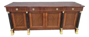 Kindel National Trust Empire Flame Mahogany Sideboard Gilt Paw Feet Faux Marble