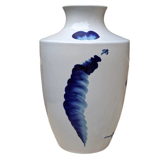 Ceramic Modern Blue and White Brushstroke Porcelain Vase For Sale - Image 7 of 12