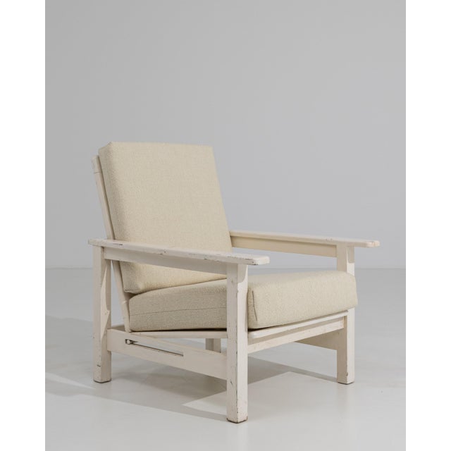 White Patinated Reclining Lounge Armchair For Sale - Image 15 of 18