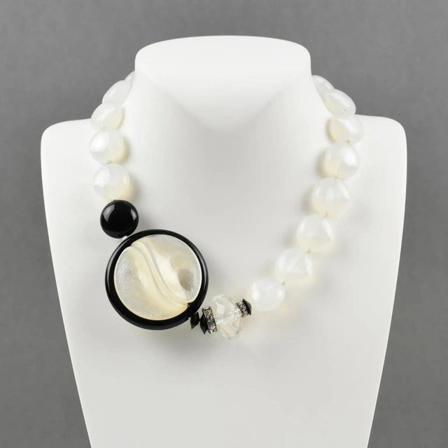 Angela Caputi Angela Caputi Resin Necklace in Black and Pearl White For Sale - Image 4 of 8
